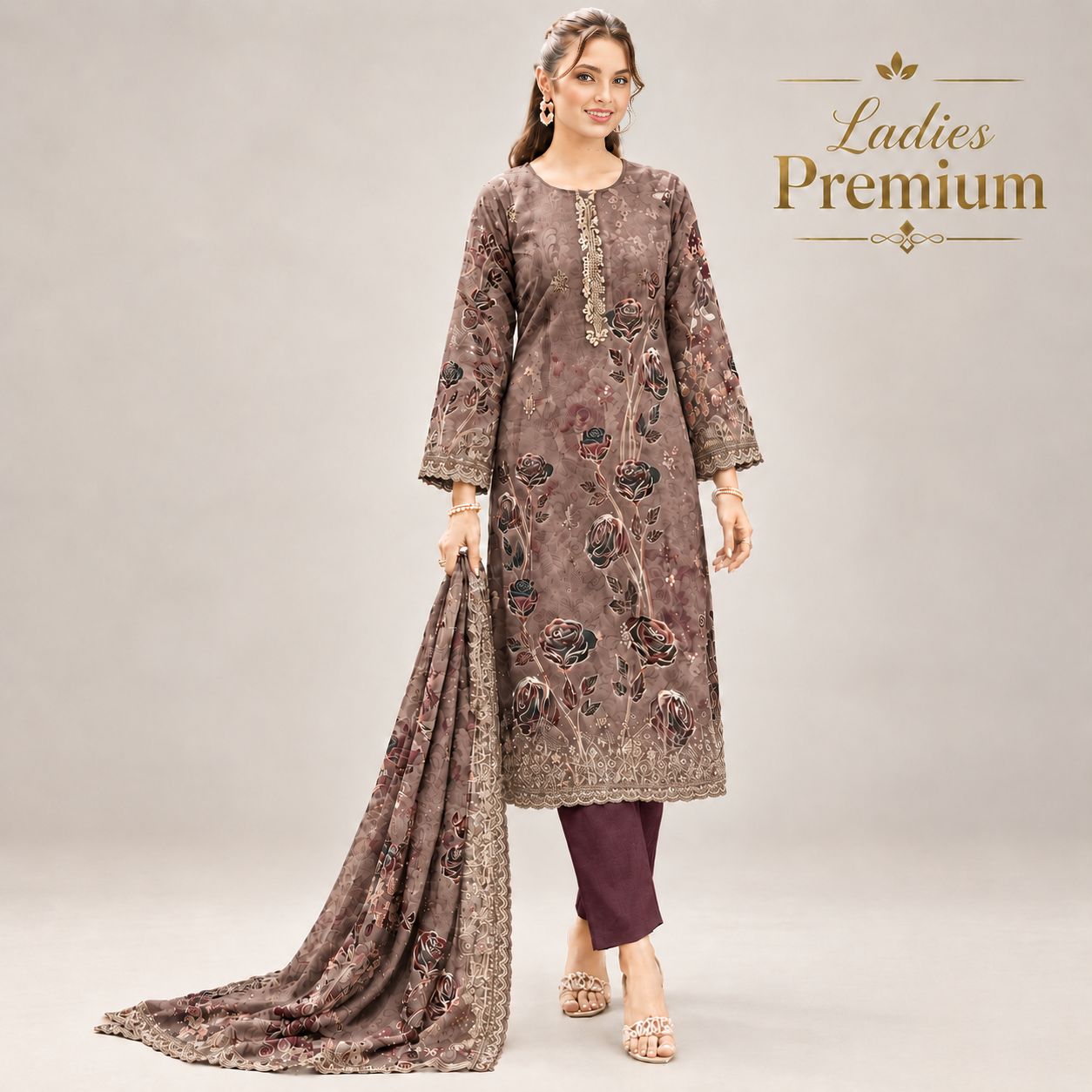 Rose Royale Three-Piece - Brown
